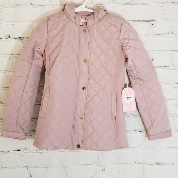 Ci Sono | Jackets & Coats | Nwt Ci Sono Quilted Hoodie Blush Gold Kid ...